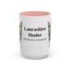 15oz Lancashire Heeler Latin Mug, Pink, front view
