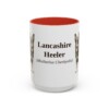 15oz Lancashire Heeler Latin Mug, Red, front view