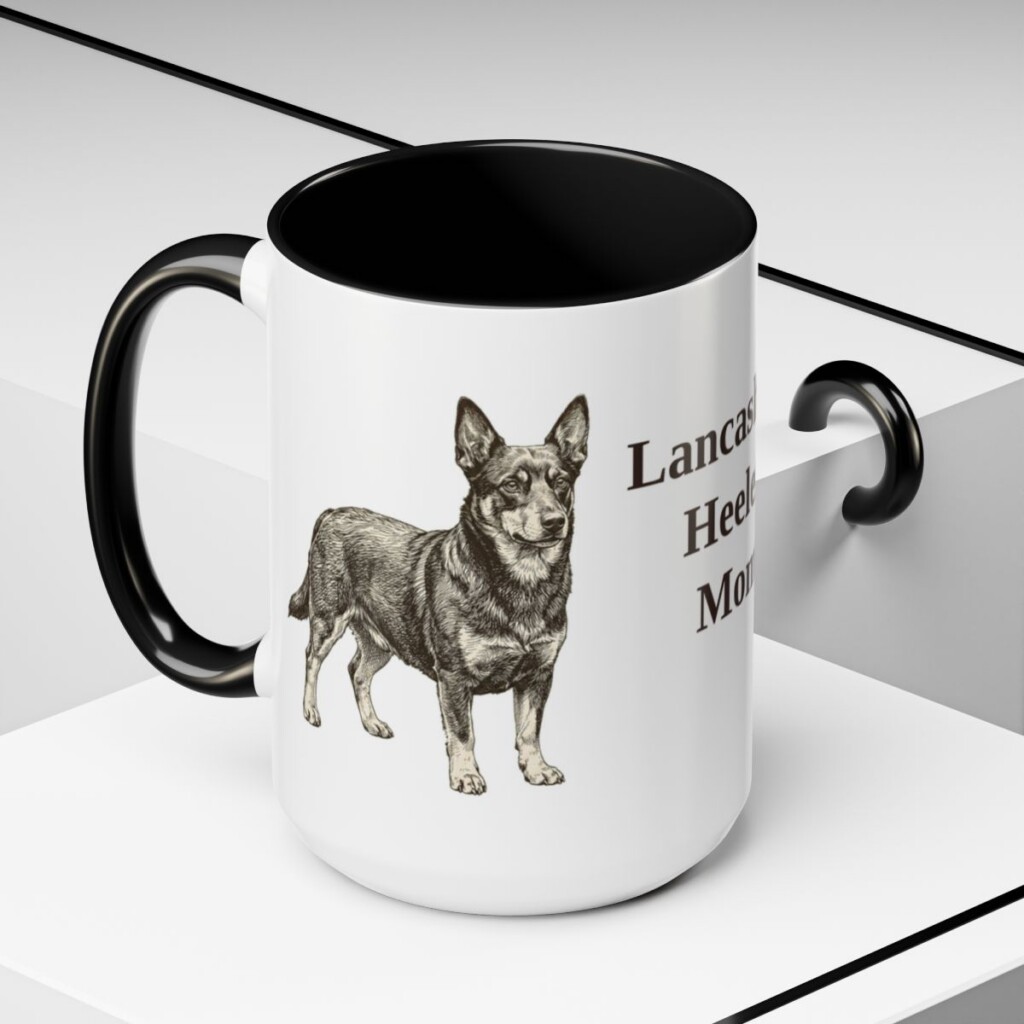 15oz Lancashire Heeler Dog Mom Mug, Black, lifestyle photo