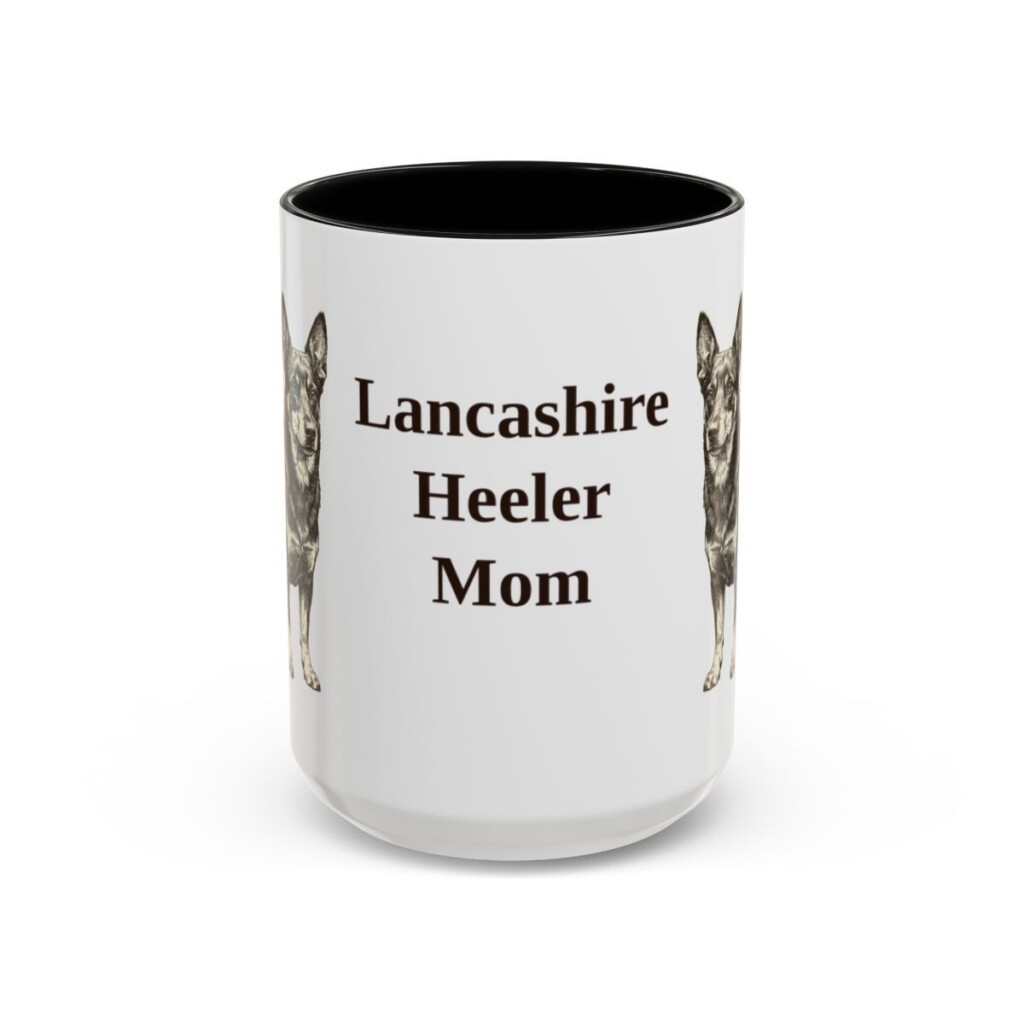 15oz Lancashire Heeler Dog Mom Mug, Black, front view