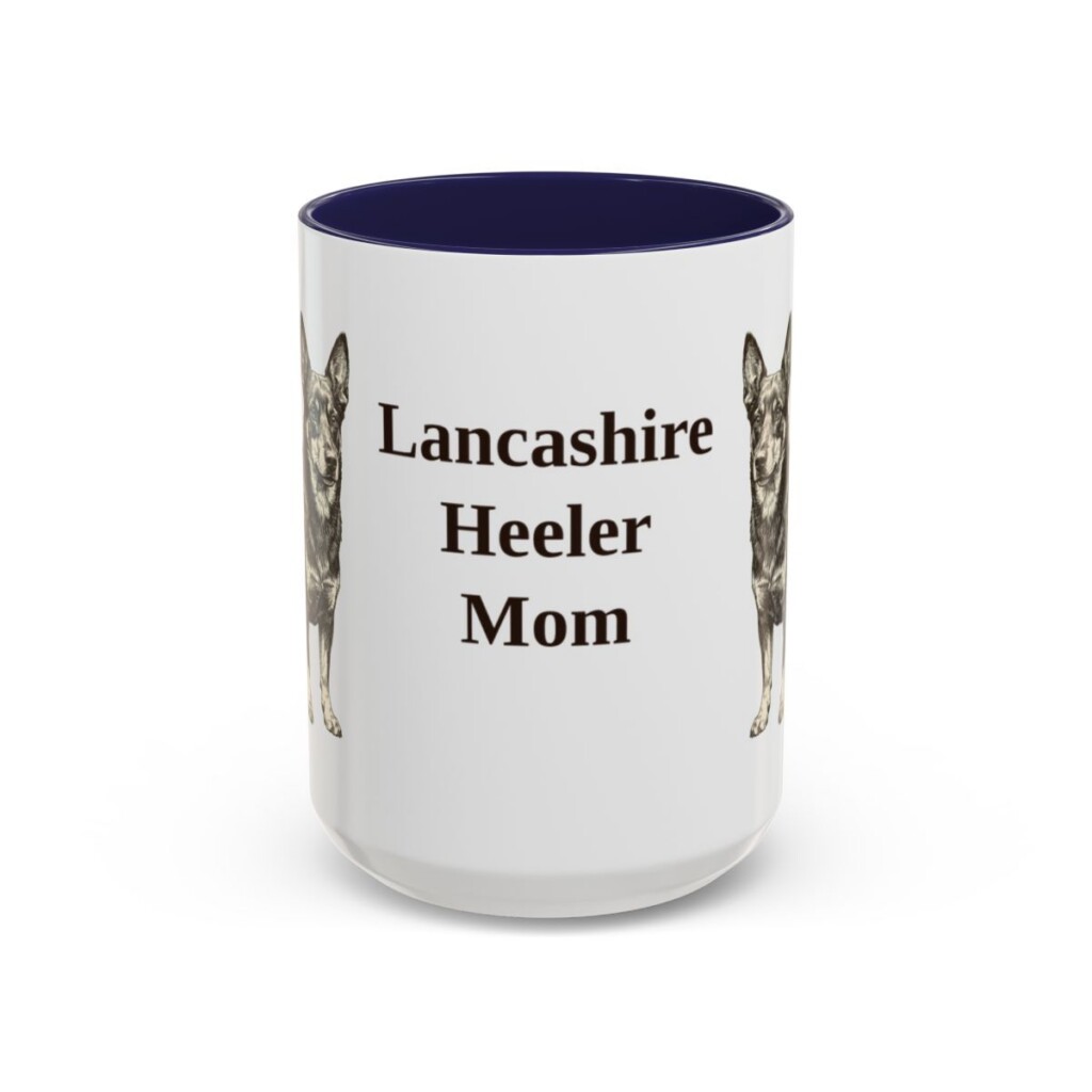 15oz Lancashire Heeler Dog Mom Mug, Navy, front view