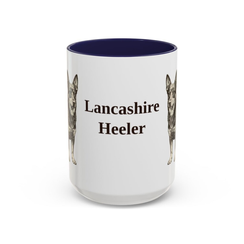 15oz Lancashire Heeler Mug, Navy, front view