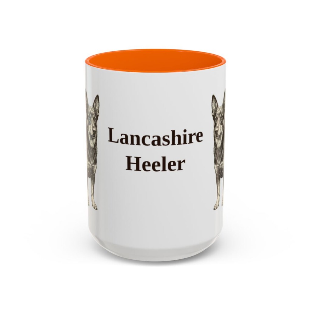 15oz Lancashire Heeler Mug, Orange, front view