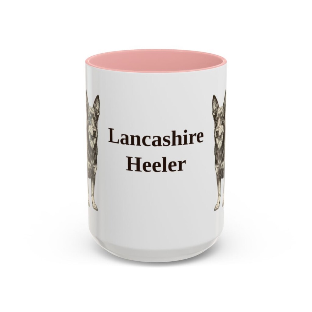 15oz Lancashire Heeler Mug, Pink, front view