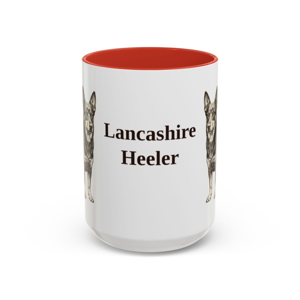 15oz Lancashire Heeler Mug, Red, front view