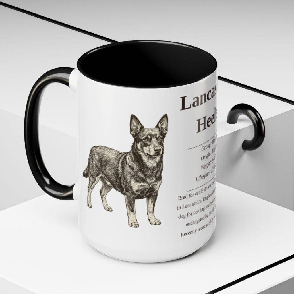 15oz Lancashire Heeler Mug, Black, lifestyle photo