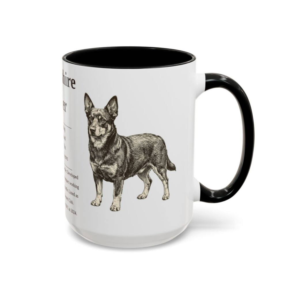 15oz Lancashire Heeler Mug, Black, right side view