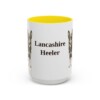 15oz Lancashire Heeler Mug, Yellow, front view