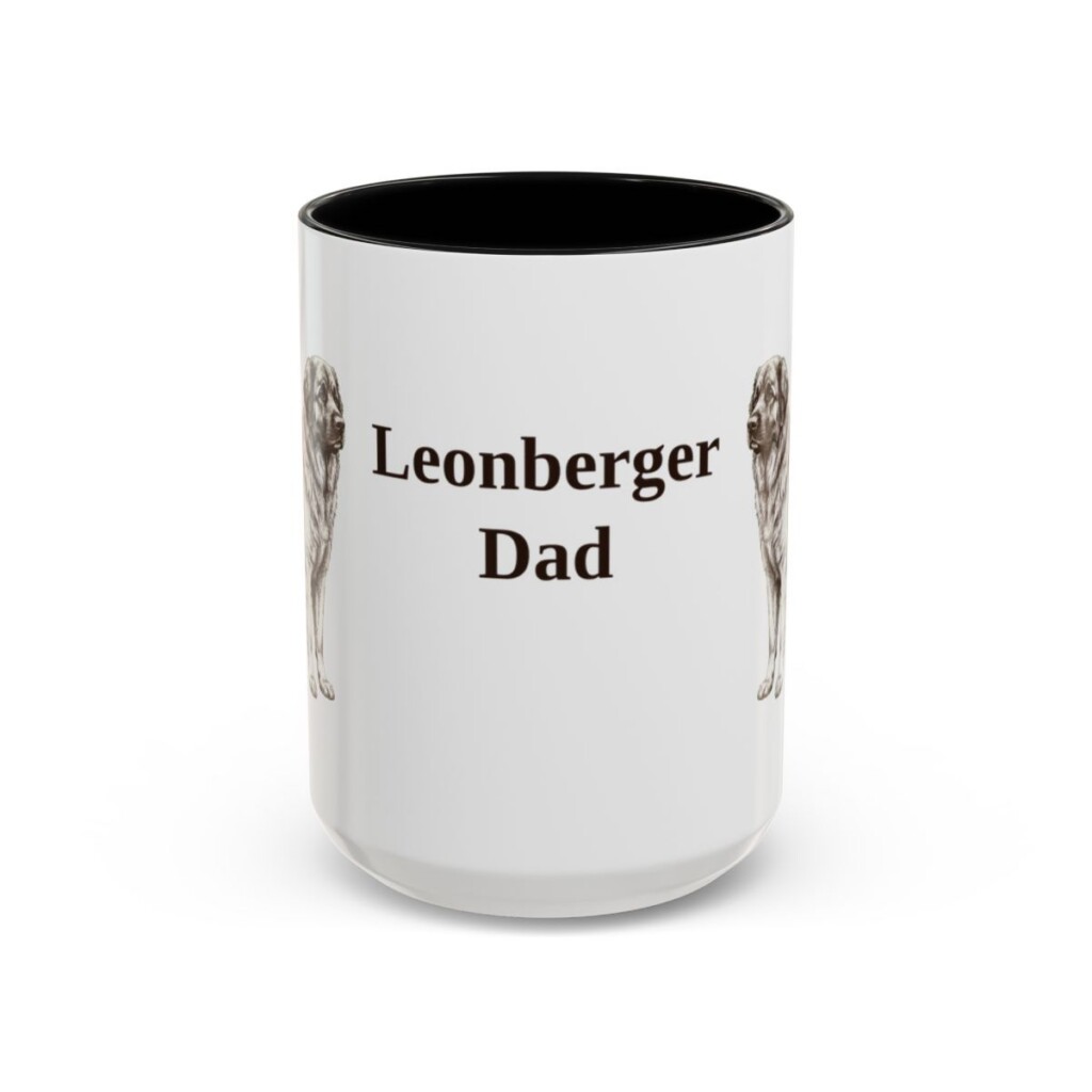 15oz Leonberger Dog Dad Mug, Black, front view