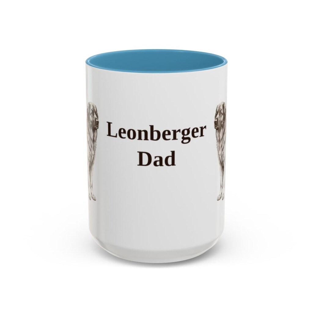 15oz Leonberger Dog Dad Mug, Light Blue, front view