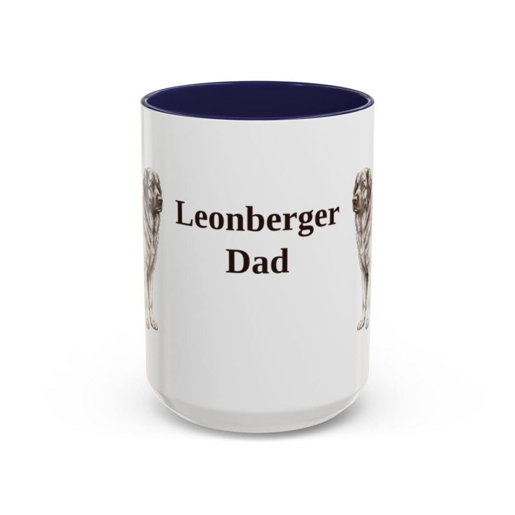 15oz Leonberger Dog Dad Mug, Navy, front view