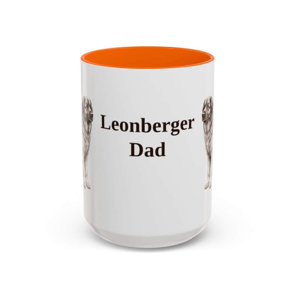 15oz Leonberger Dog Dad Mug, Orange, front view