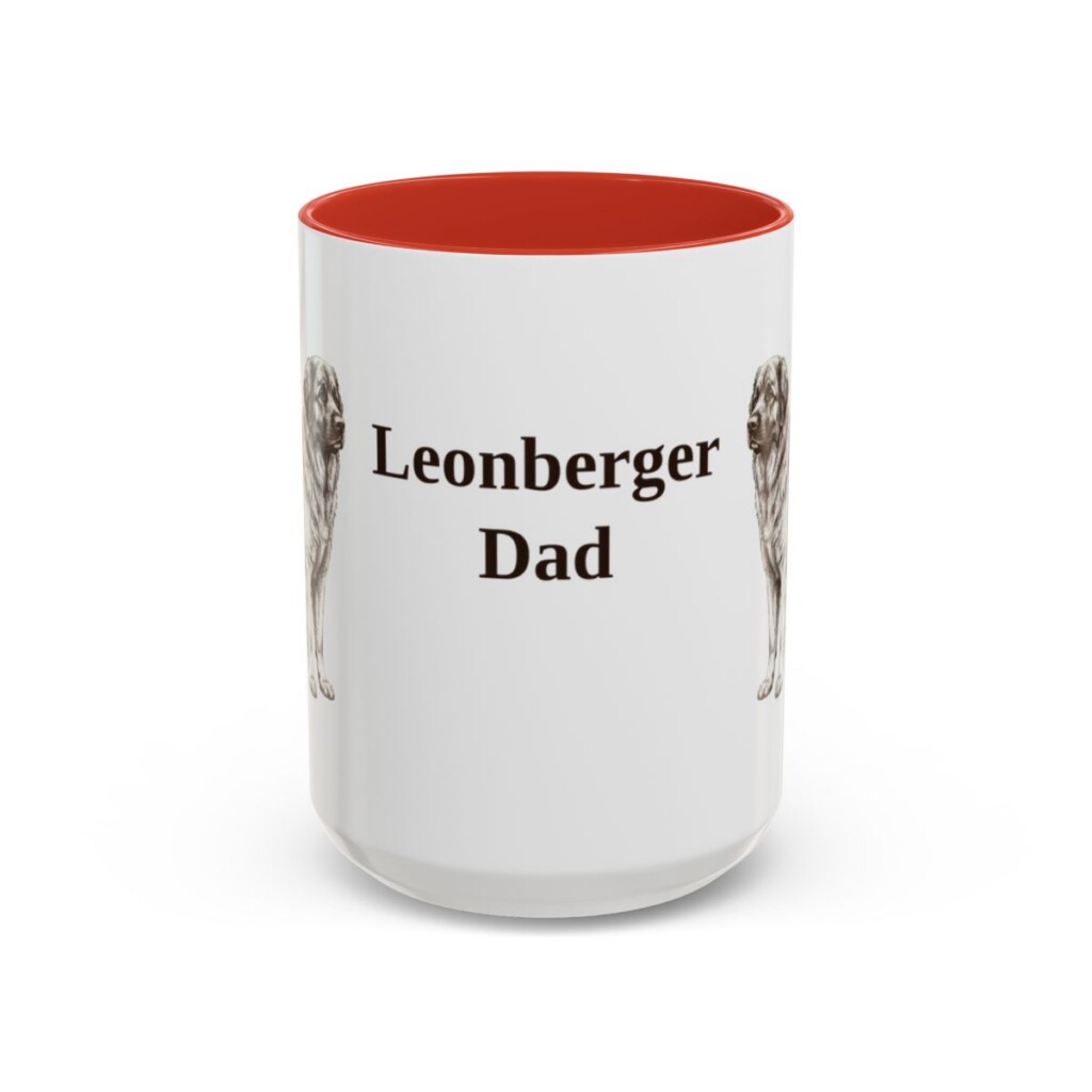 15oz Leonberger Dog Dad Mug, Red, front view