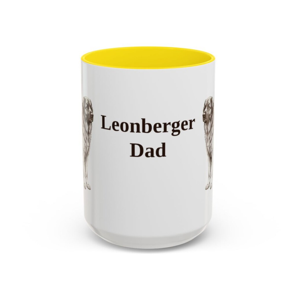 15oz Leonberger Dog Dad Mug, Yellow, front view