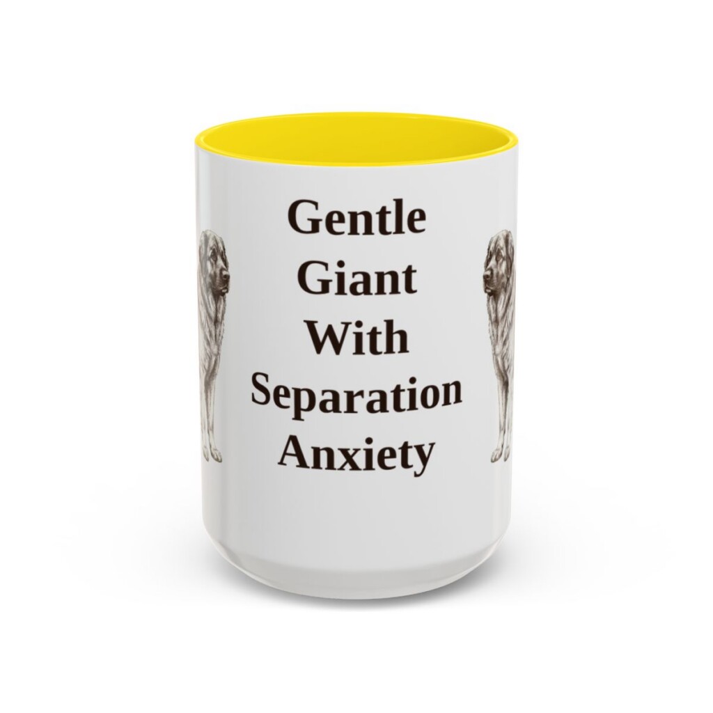 15oz Funny Leonberger Mug, Yellow, front view
