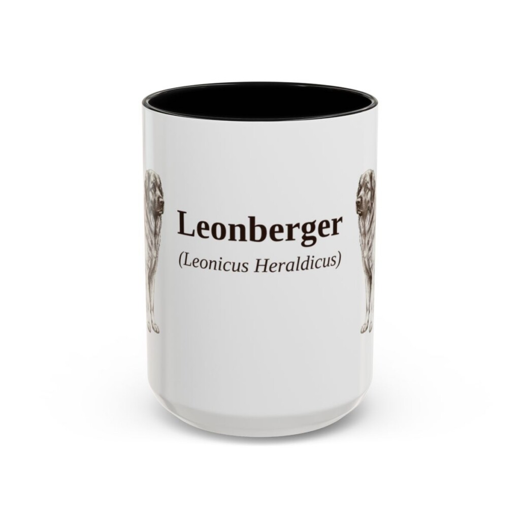 15oz Leonberger Latin Mug, Black, front view