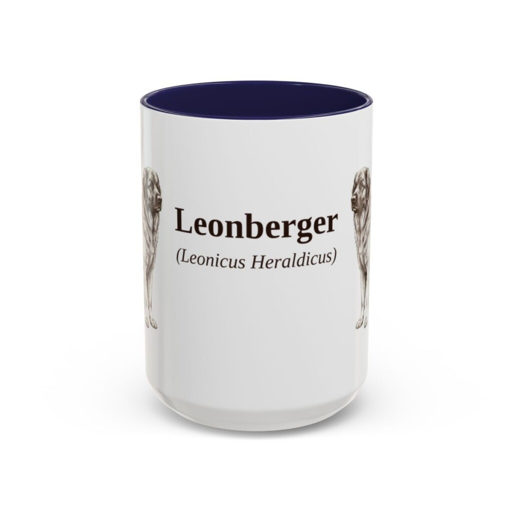15oz Leonberger Latin Mug, Navy, front view