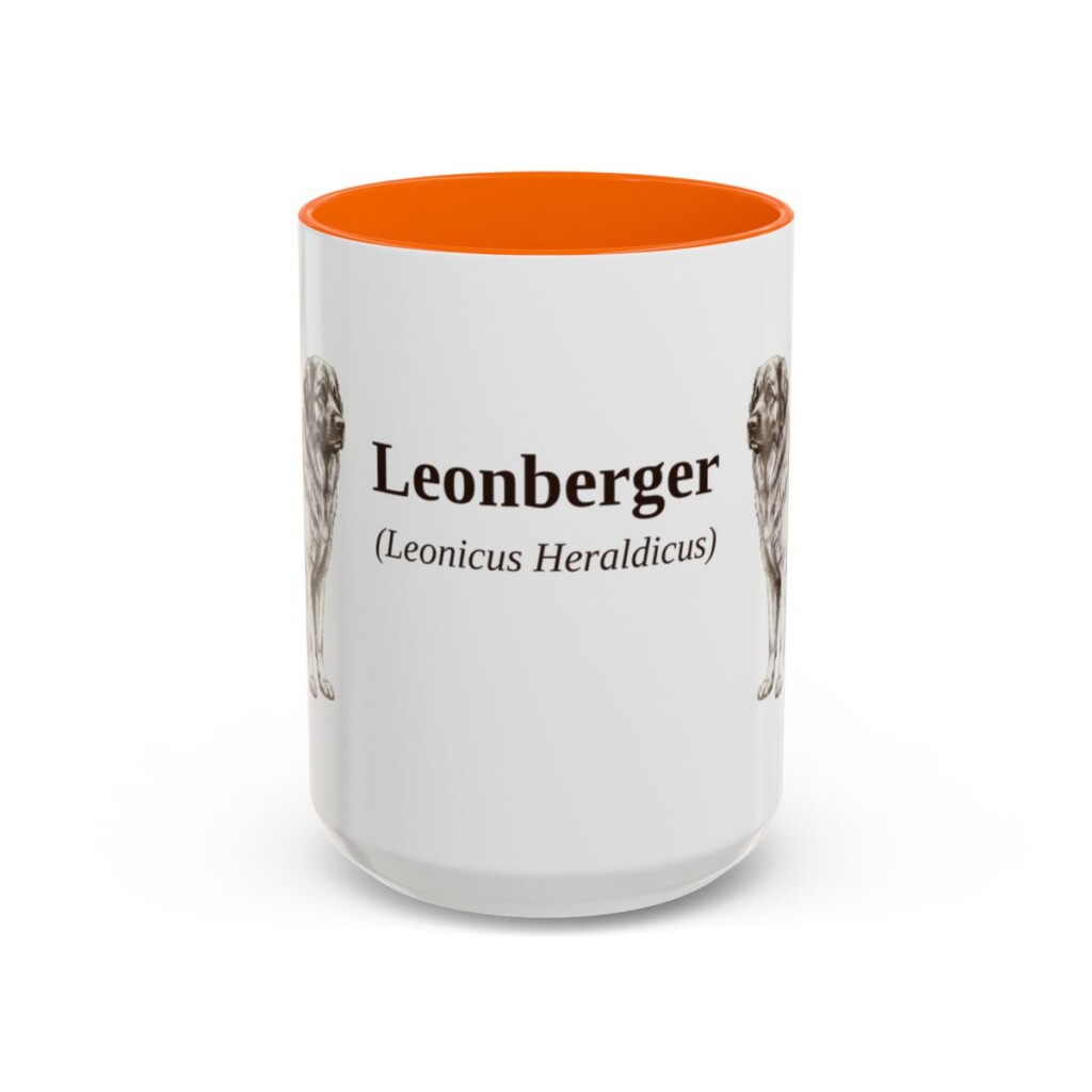 15oz Leonberger Latin Mug, Orange, front view