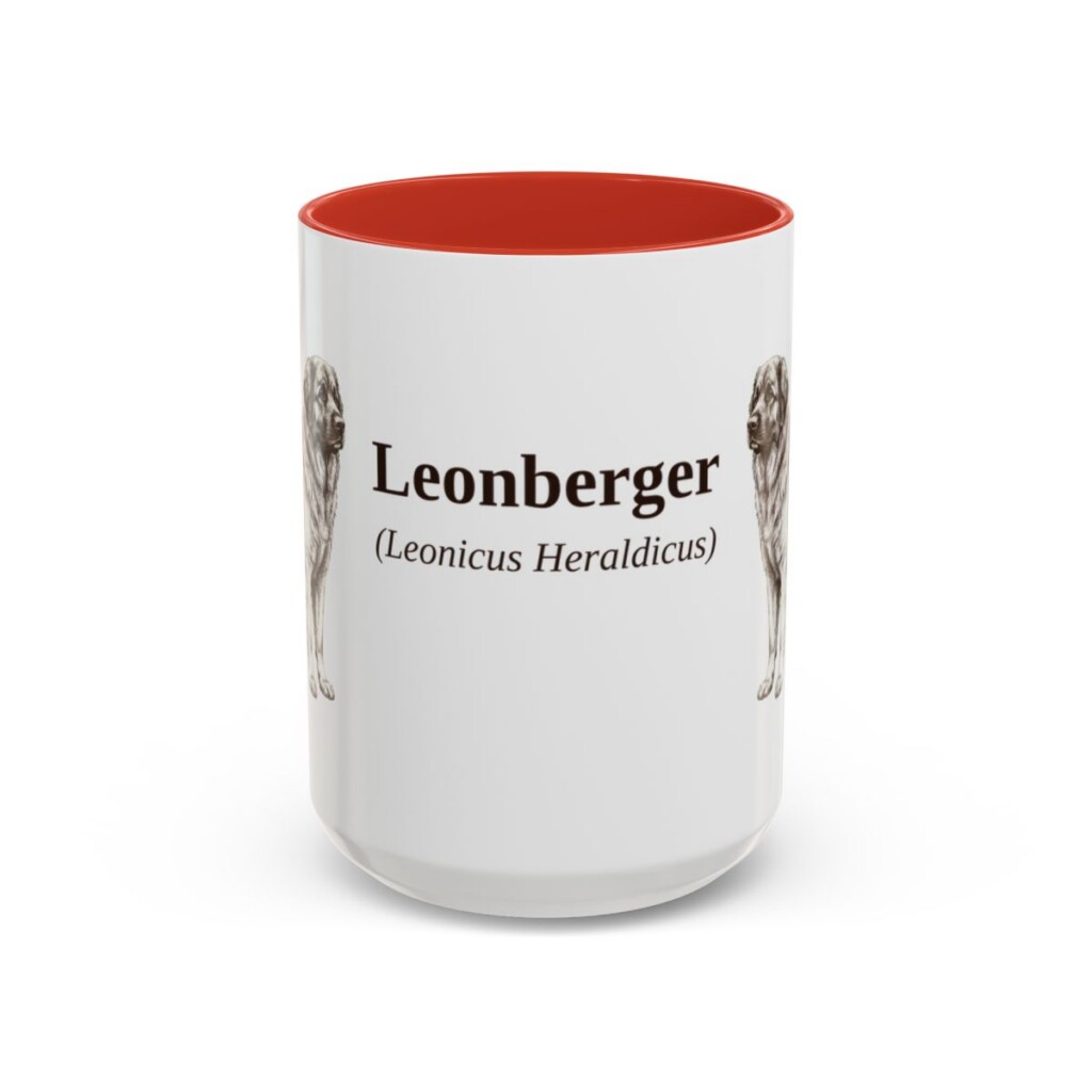 15oz Leonberger Latin Mug, Red, front view