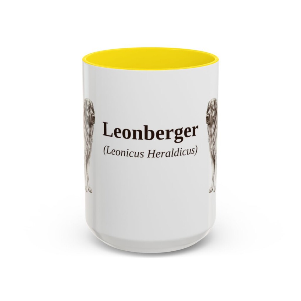 15oz Leonberger Latin Mug, Yellow, front view