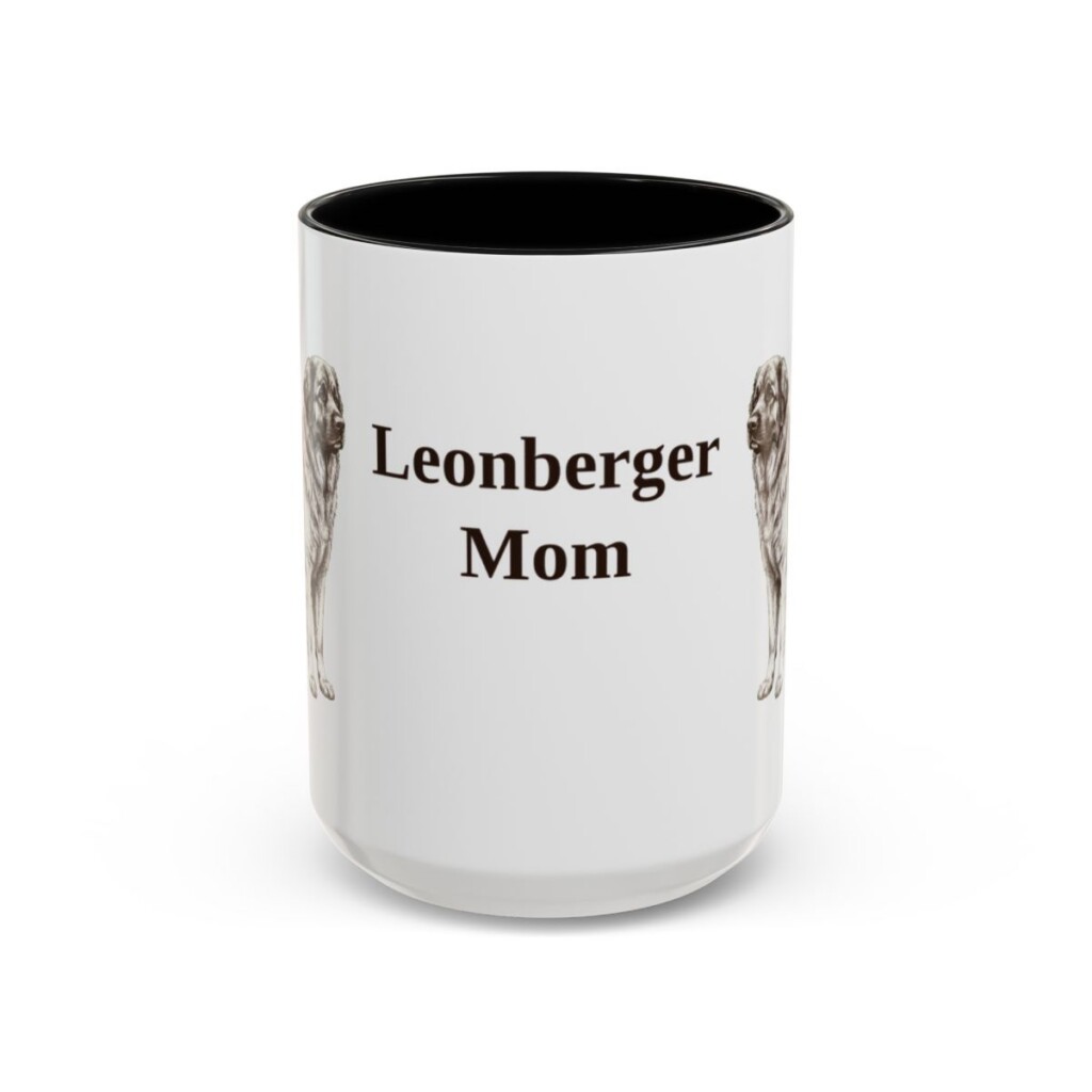 15oz Leonberger Dog Mom Mug, Black, front view