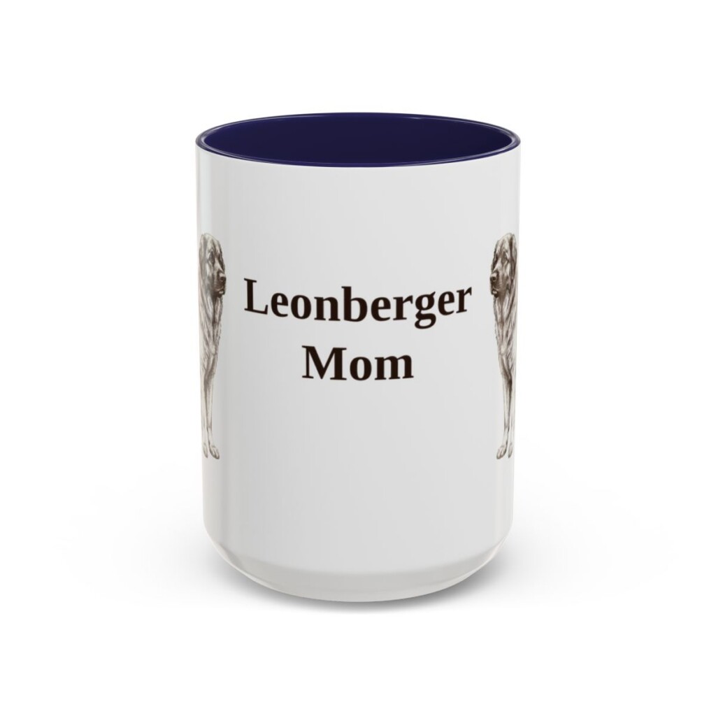 15oz Leonberger Dog Mom Mug, Navy, front view