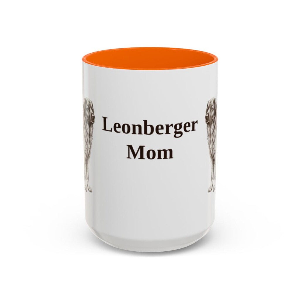 15oz Leonberger Dog Mom Mug, Orange, front view