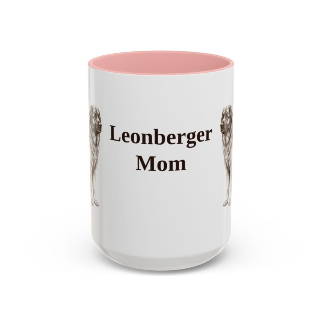 15oz Leonberger Dog Mom Mug, Pink, front view