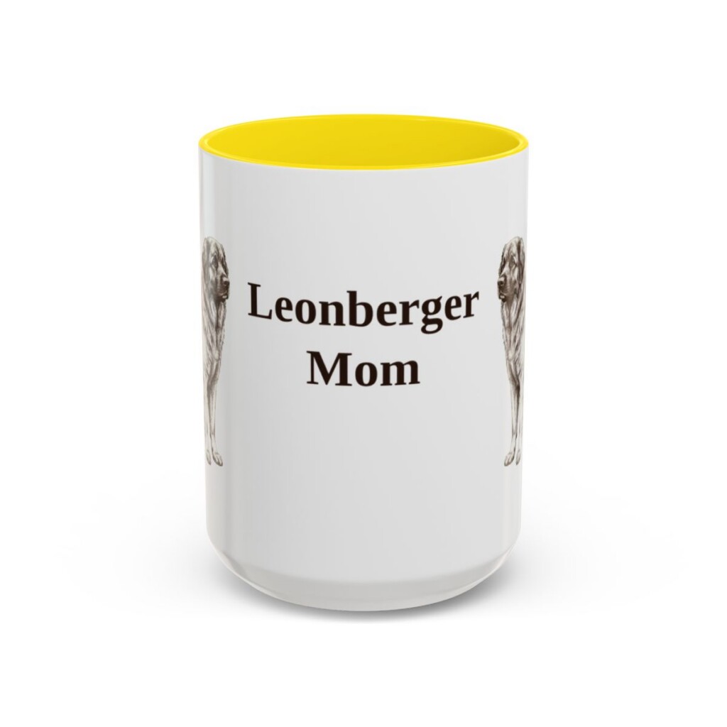 15oz Leonberger Dog Mom Mug, Yellow, front view