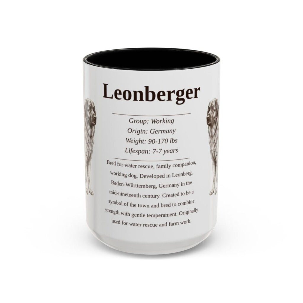 15oz Leonberger Mug, Black, front view