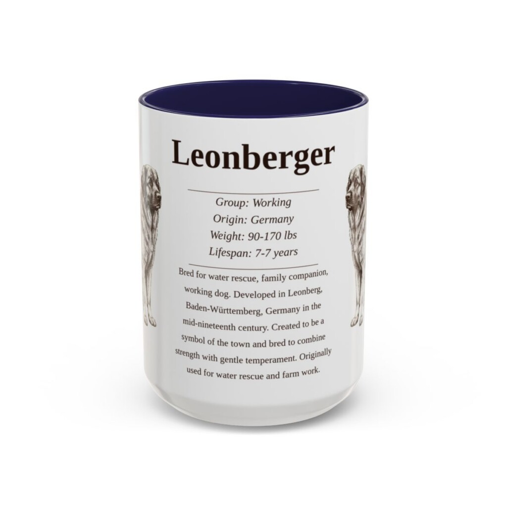 15oz Leonberger Mug, Navy, front view