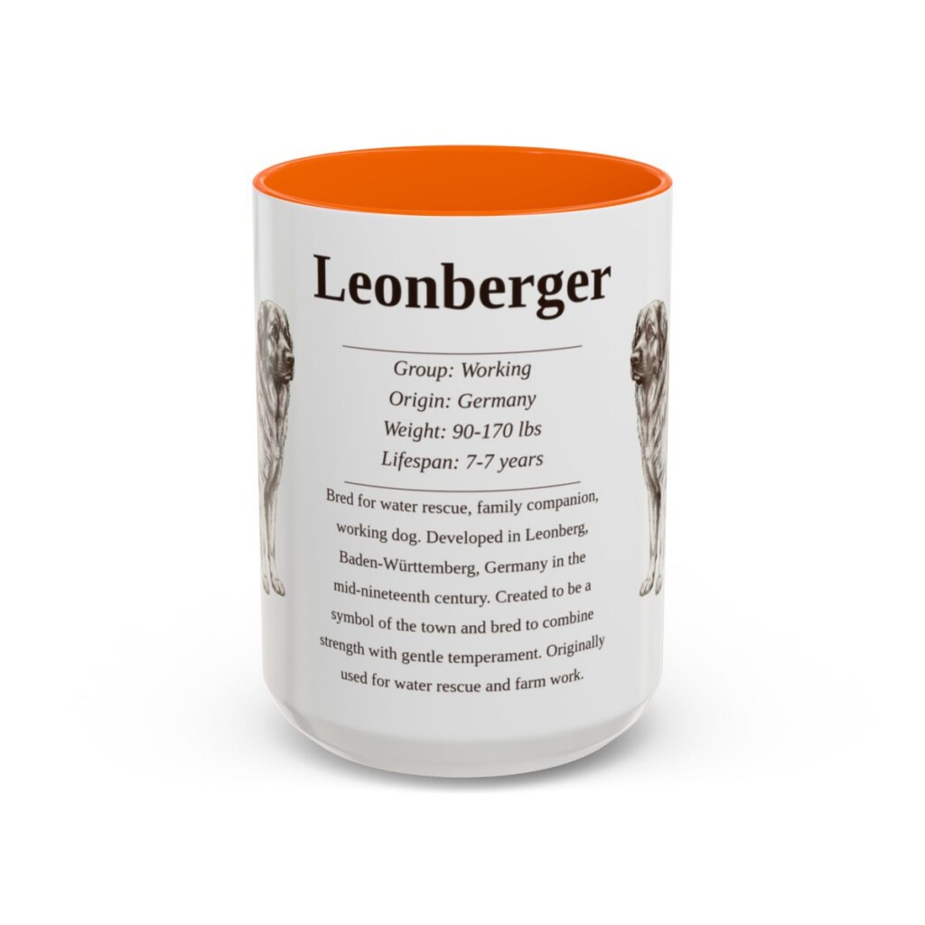 15oz Leonberger Mug, Orange, front view