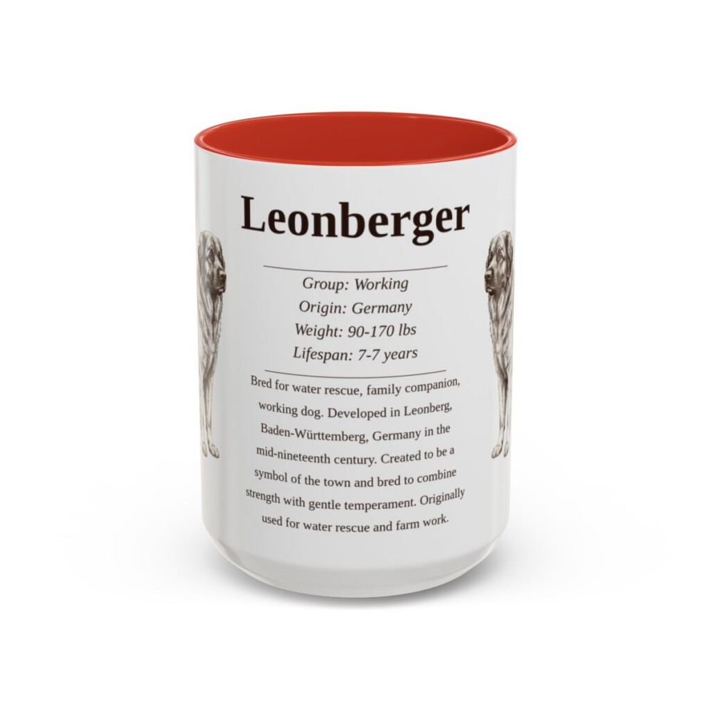 15oz Leonberger Mug, Red, front view