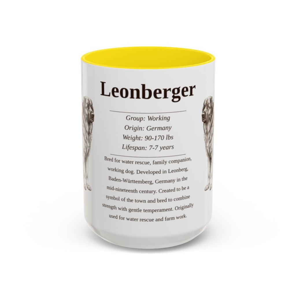 15oz Leonberger Mug, Yellow, front view