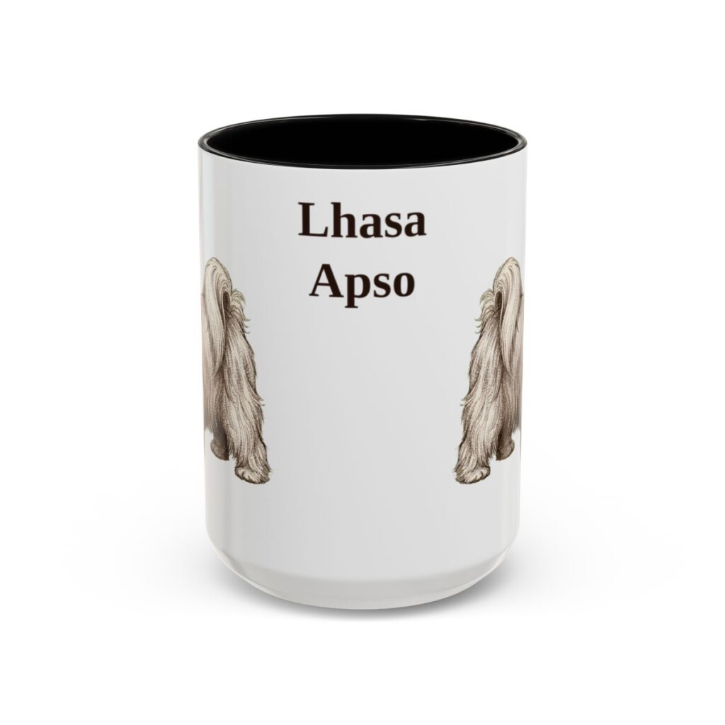 15oz Lhasa Apso Mug, Black, front view