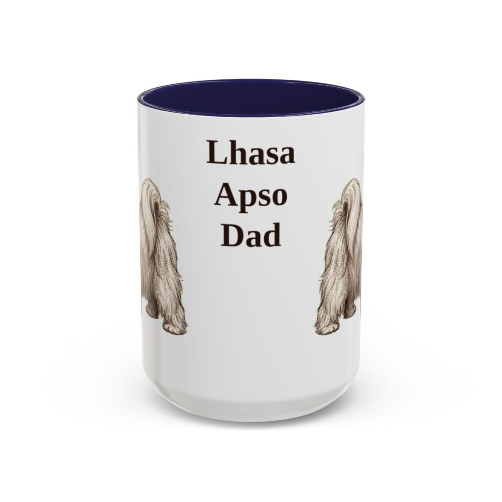 15oz Lhasa Apso Dog Dad Mug, Navy, front view