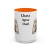 15oz Lhasa Apso Dog Dad Mug, Orange, front view