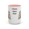 15oz Lhasa Apso Dog Dad Mug, Pink, front view
