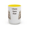 15oz Lhasa Apso Dog Dad Mug, Yellow, front view
