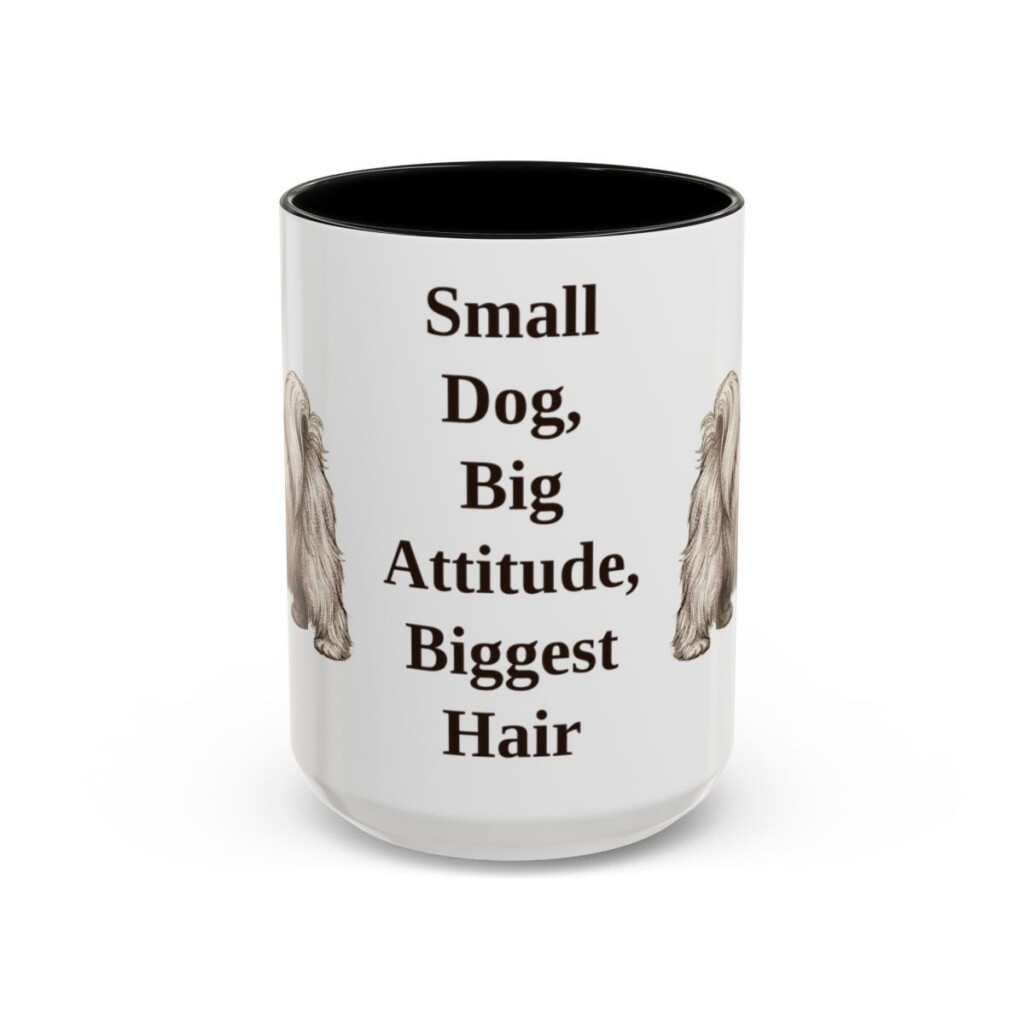 15oz Funny Lhasa Apso Mug, Black, front view