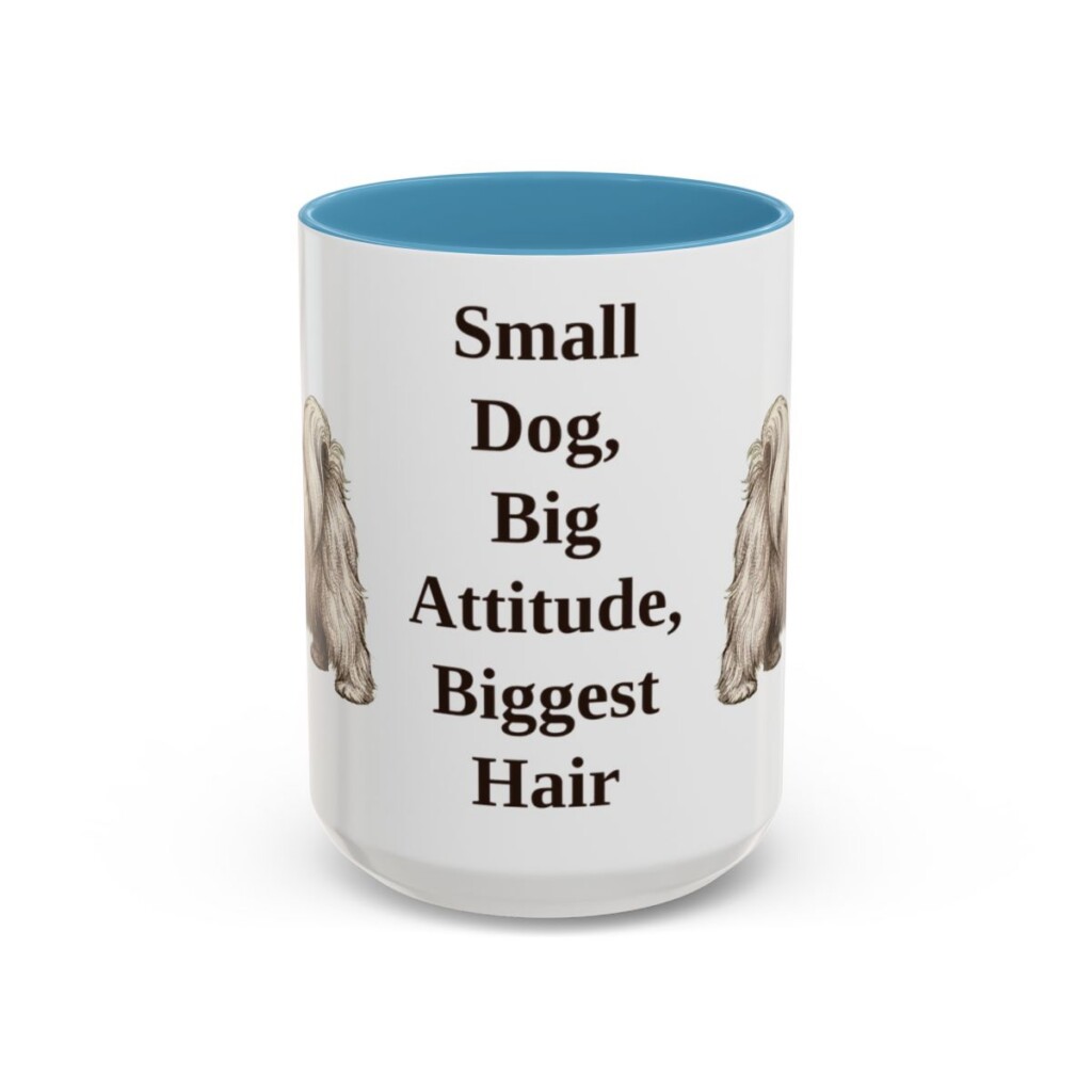 15oz Funny Lhasa Apso Mug, Light Blue, front view