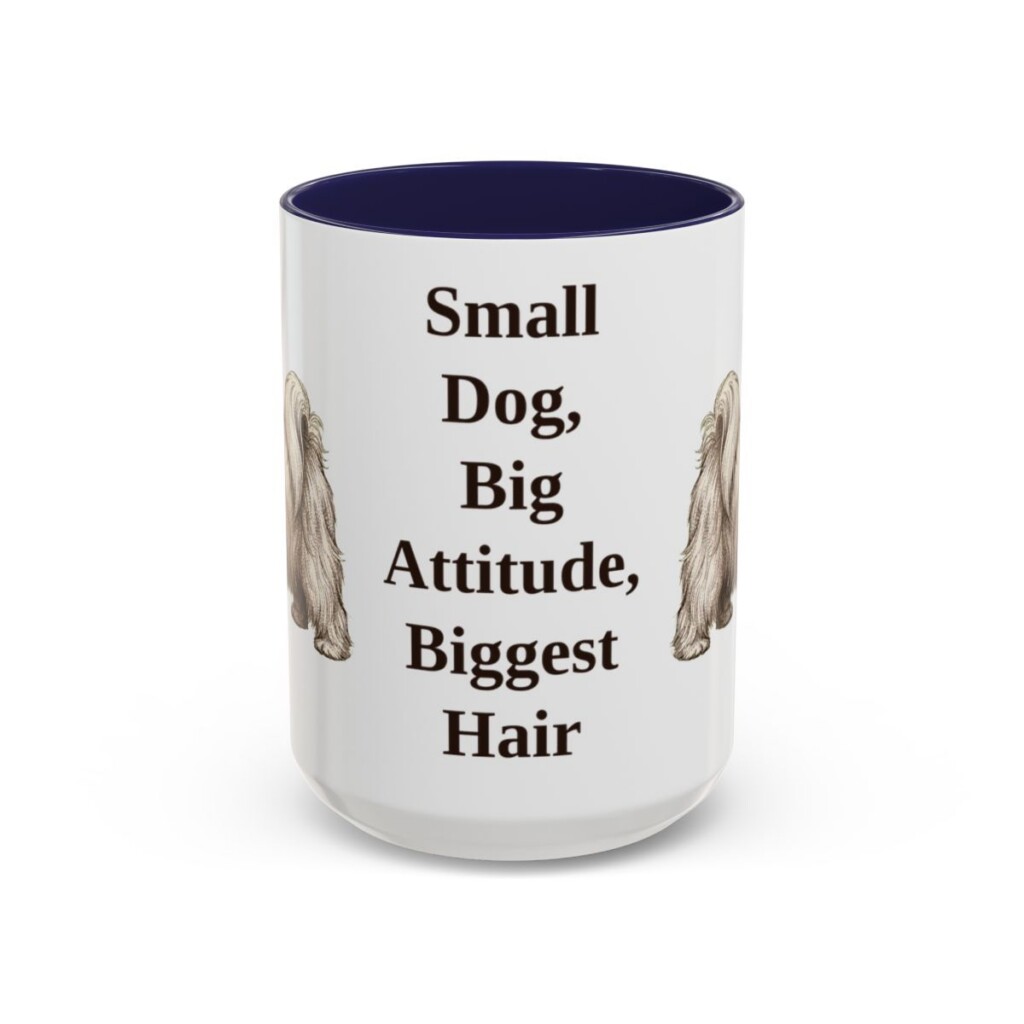 15oz Funny Lhasa Apso Mug, Navy, front view