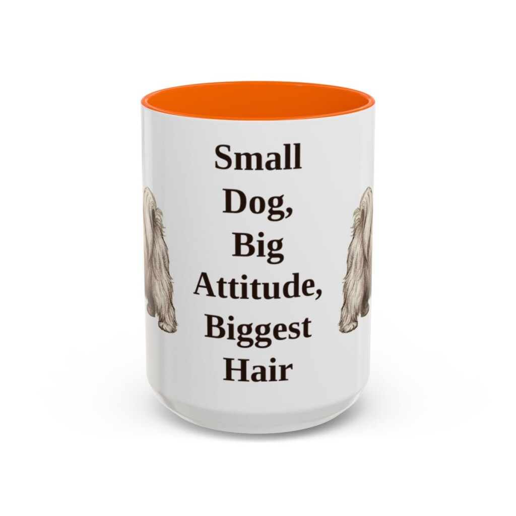 15oz Funny Lhasa Apso Mug, Orange, front view