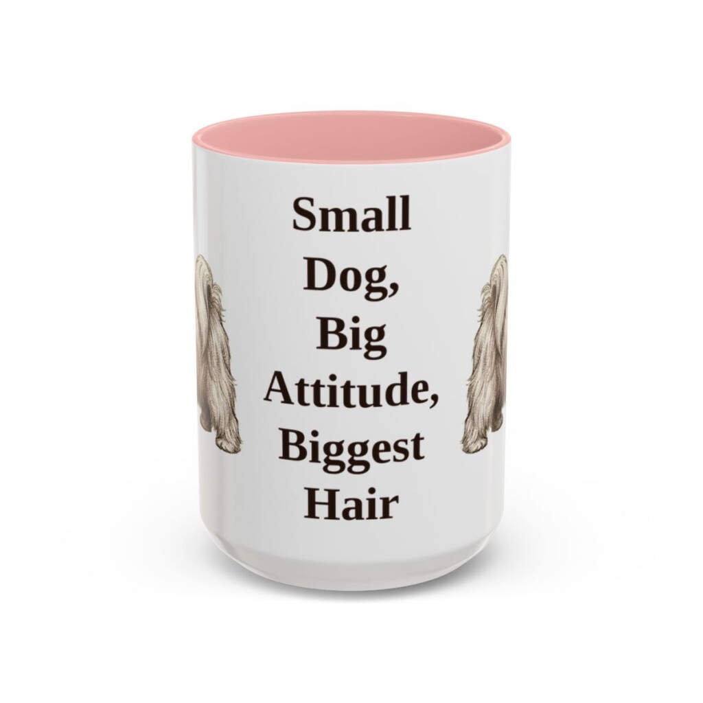 15oz Funny Lhasa Apso Mug, Pink, front view