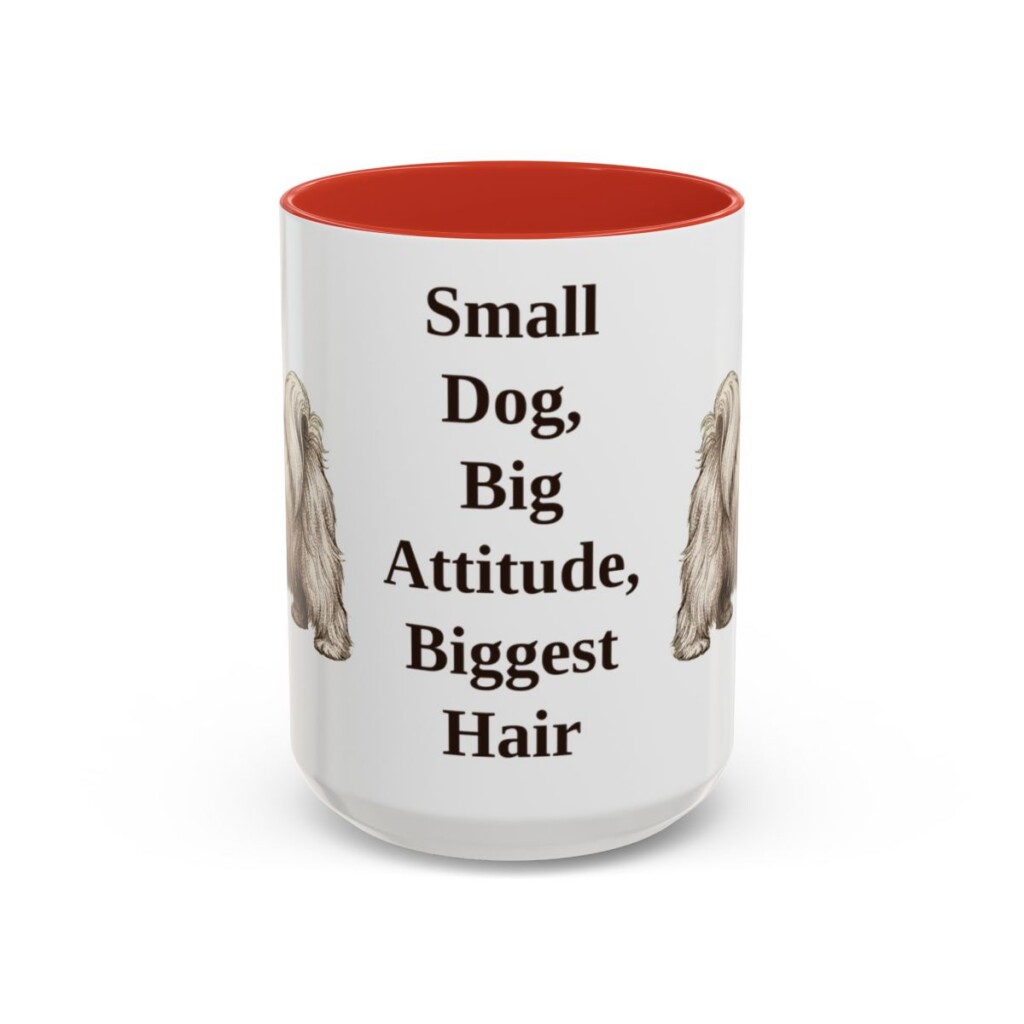 15oz Funny Lhasa Apso Mug, Red, front view