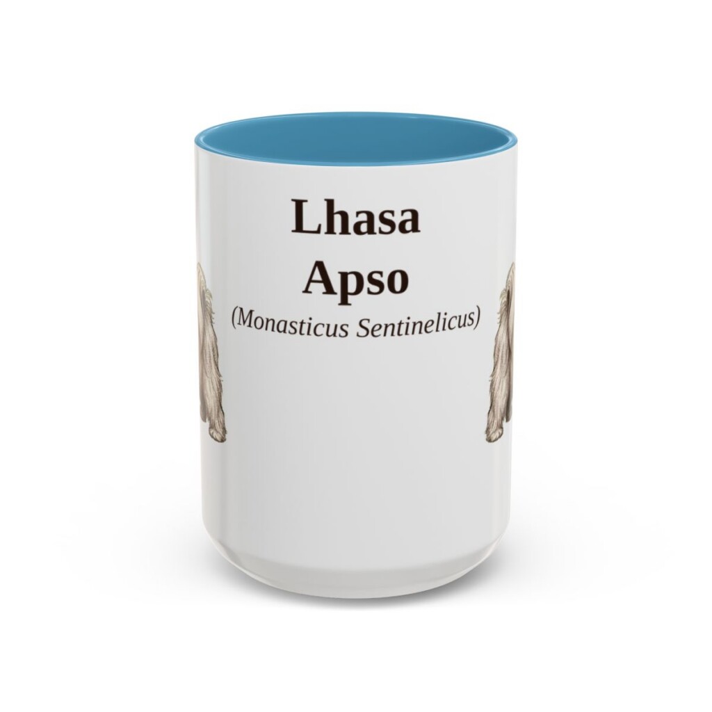 15oz Lhasa Apso Latin Mug, Light Blue, front view