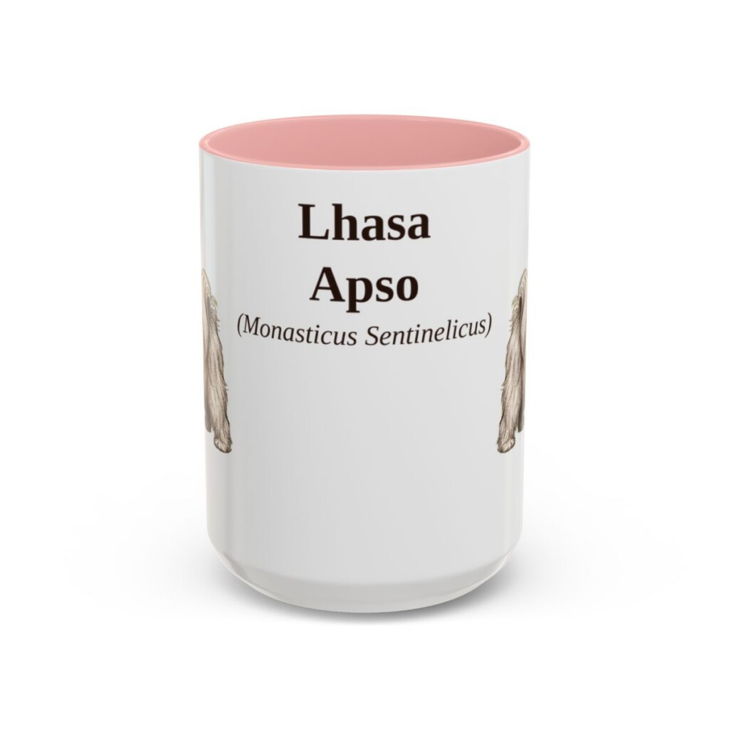 15oz Lhasa Apso Latin Mug, Pink, front view