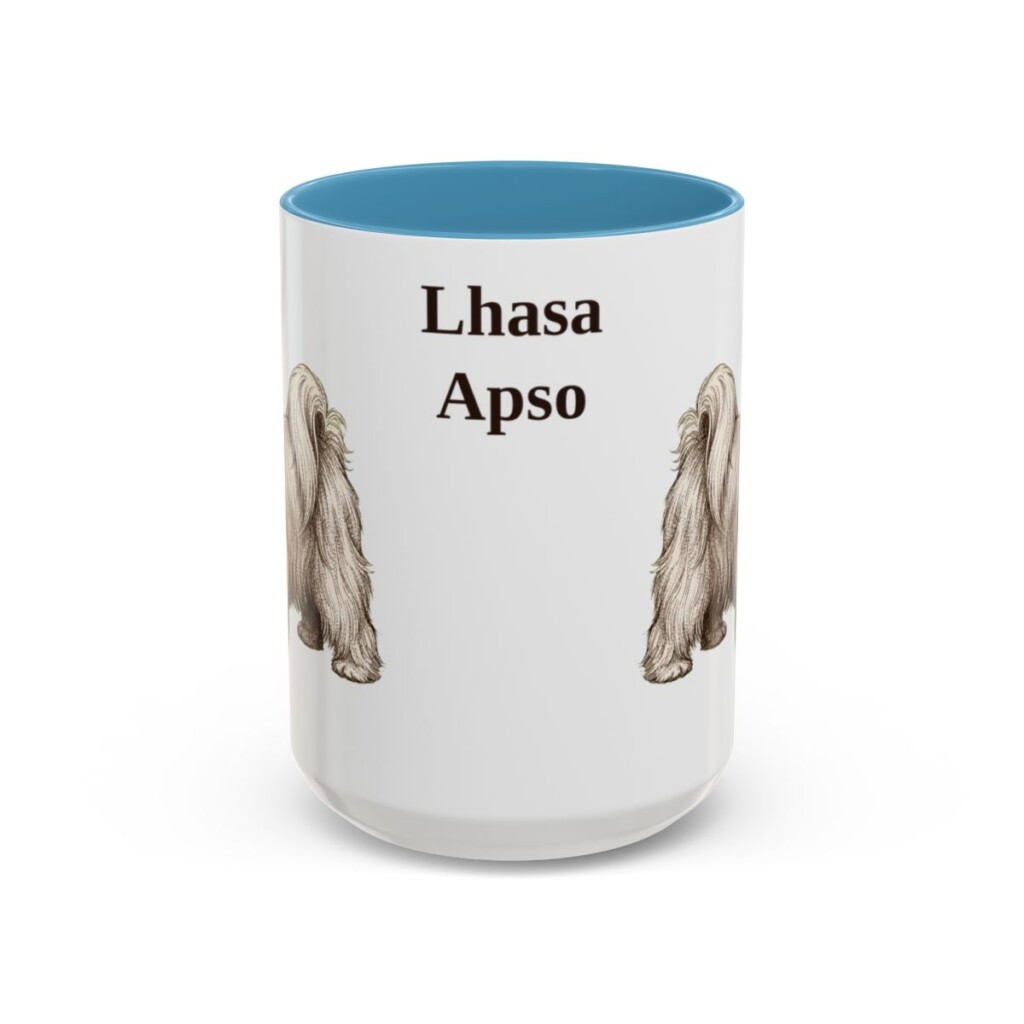 15oz Lhasa Apso Mug, Light Blue, front view