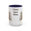 15oz Lhasa Apso Dog Mom Mug, Navy, front view