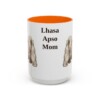15oz Lhasa Apso Dog Mom Mug, Orange, front view